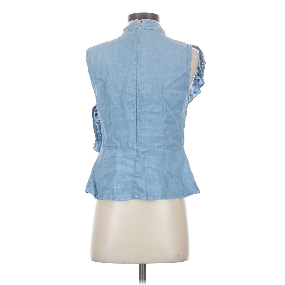 Laura Bianchi Asymmetrical Eyelet‎ Ruffle Top Womens S Blue Coquettegirl Boho - Picture 3 of 6